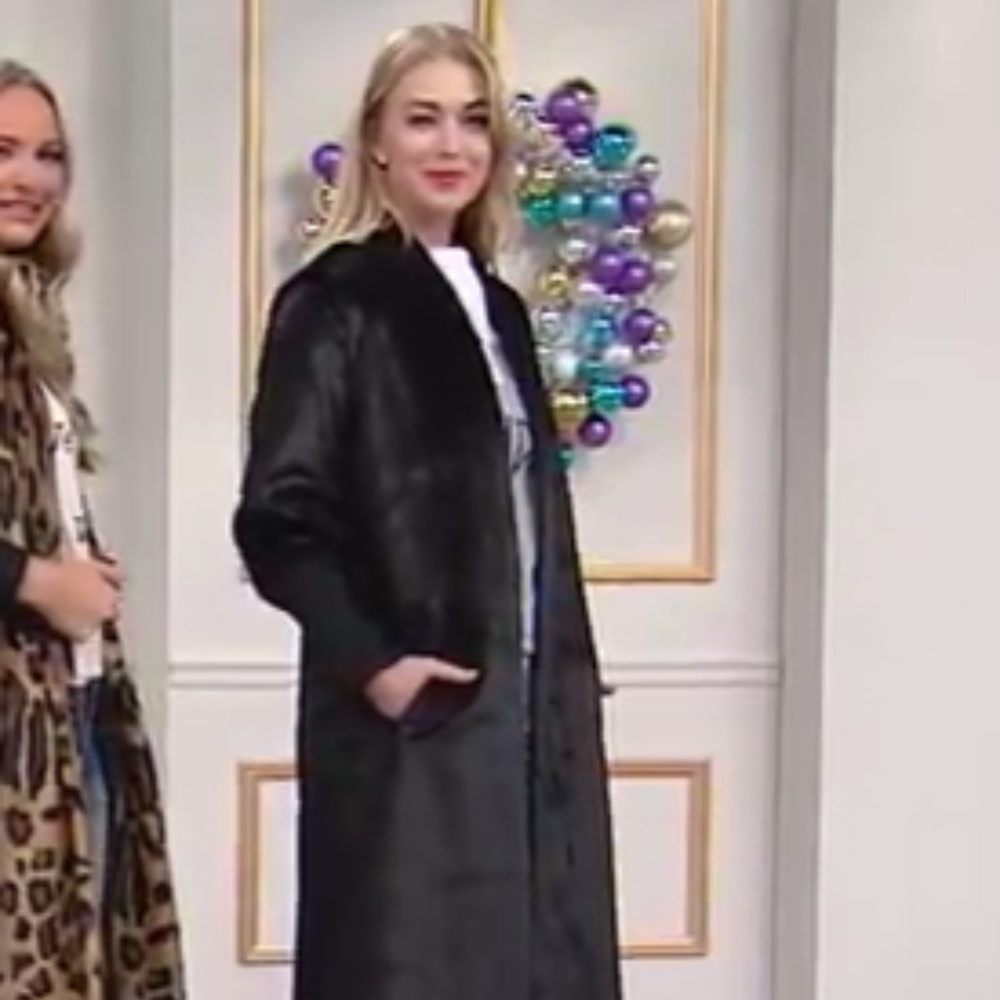 NEW! Long Black Faux Fur Coat by Wendy Williams